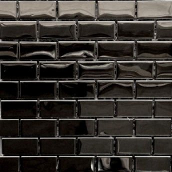 Mosaico Negro Brick Brillante 48x23